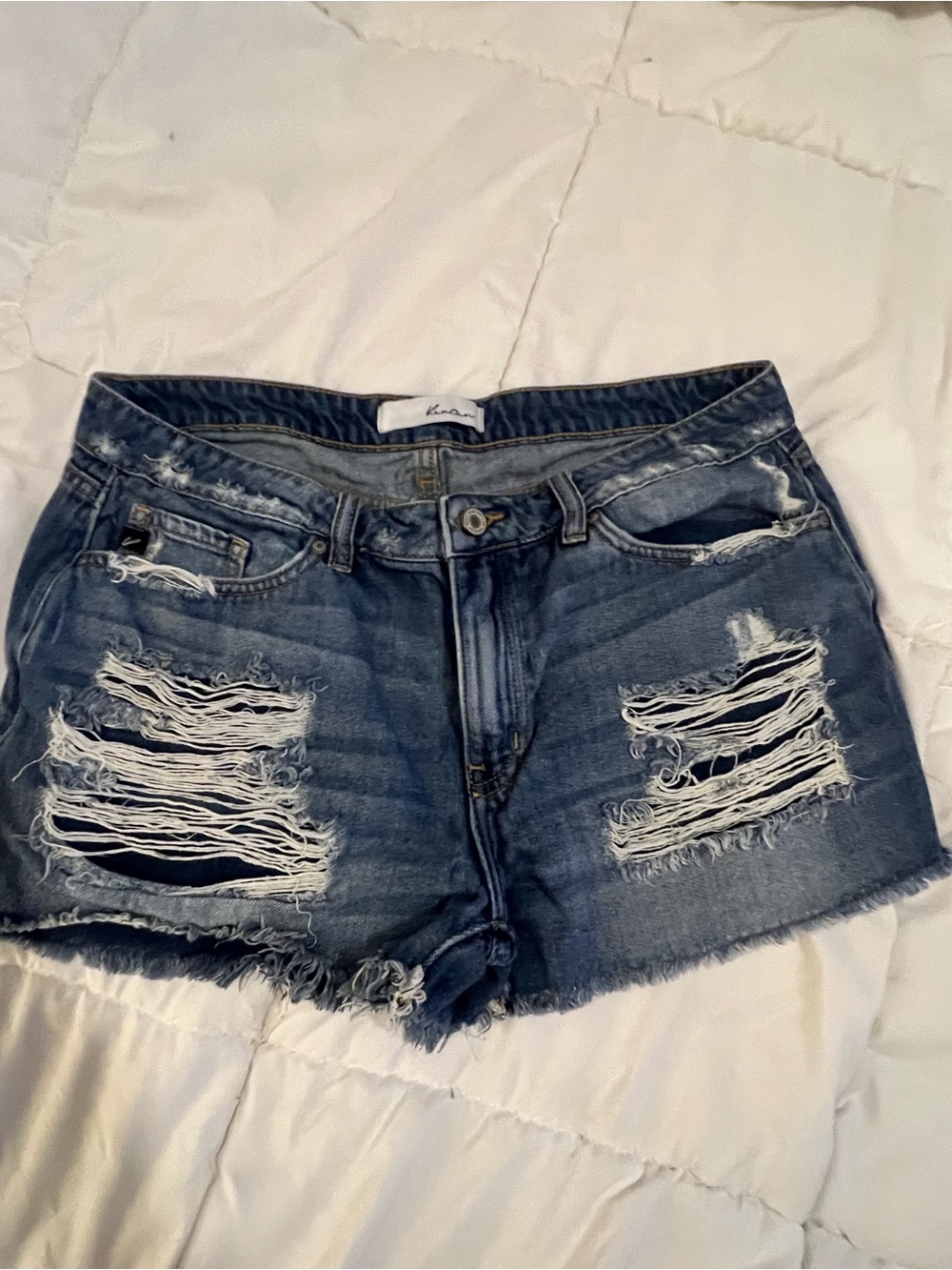 Kan Kan- Distressed Women's Denim Shorts - Blue